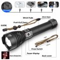 Super Bright Powerful XHP90 LED Flashlight USB Rechargeable Zoomable Torch Light